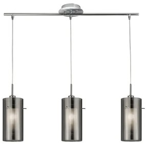 Duo ii 3lt bar pendant - argento satinato e vetro fumé