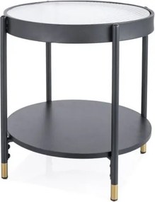 Tavolino da caffè Laguna A in vetro trasparente/nero - ø45/h48
