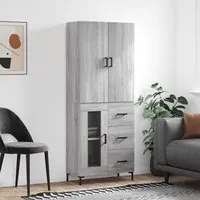 Credenza Grigio Sonoma 69,5x34x180 cm in Legno Multistrato 3195961