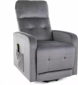 Poltrona reclinabile Otus II Velvet grigio – 66x92–144x100 cm