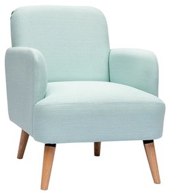 Poltrona scandinava in tessuto verde menta e legno chiaro ISKO