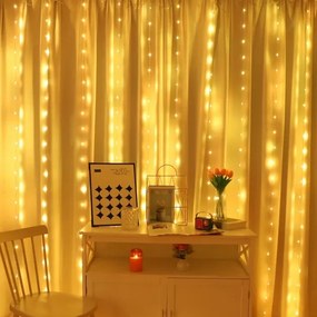 LED RGB Dimmerabile Tenda natalizia WIZARD 300xLED/USB 3x3m + telecomando