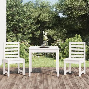 Set Da Bistrot Da Giardino 3pz Bianco İn Legno Massello Di Pino /
