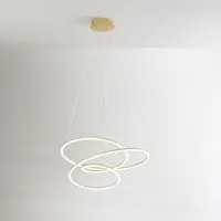 Lampadario A Sospensione Contemporaneo Spira Alluminio Oro Led Integrato 96W