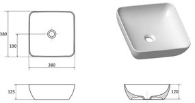 Ravak XJX01138001 - Lavabo da appoggio UNI SLIM 38x38 cm ceramica/bianco