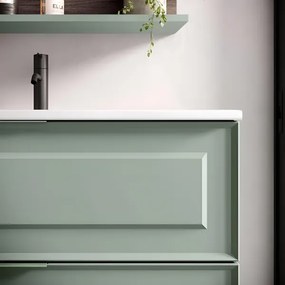 Mobile bagno sospeso 80 cm con lavabo e 2 cassetti RHEA Salvia Opaco