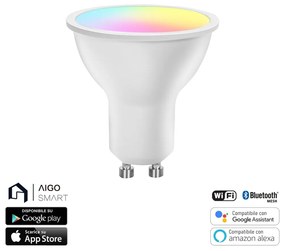 Faretto Led Smart GU10 6.5W Bluetooth Mesh RGB CCT luce regolabile e dimmerabile Aigostar