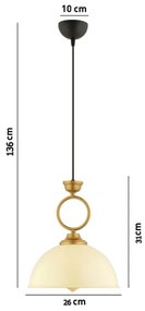 Lampadario a sospensione su cavo MONZA 1xE27/40W/230V diametro 26 cm crema/bronzo