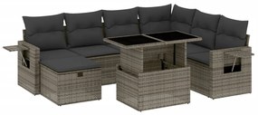 Set divano da giardino 8 pz con cuscini grigio in polyrattan