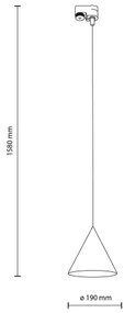 Lampadario su filo per sistema a binario CONO 1xE27/15W/230V nero/grigio