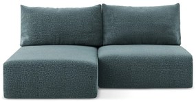 Divano angolare turchese allungabile/con contenitore (con penisola a sinistra) Kalena – Makamii