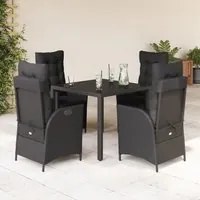 Set da Pranzo da Giardino 5 pz Nero con Cuscini in Polyrattan 3213321