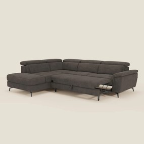 Estro Divano angolare estraibile - poggiatesta reclinabili in tessuto impermeabile T14 marrone