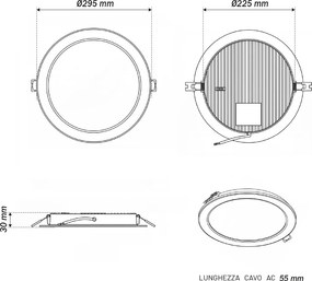 Pannello LED Rotondo 24W foro Ø250-280mm CCT Bianco Variabile - LEDISENS Colore Bianco Variabile CCT