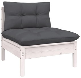 Set Divani da Giardino 11 pz con Cuscini Legno di Pino Bianco