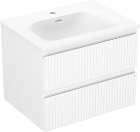 Mexen Rivel mobile da bagno 60 cm con lavabo Vela, 2 cassetti, scanalato, bianco opaco - 91A20-06047-2-BFF01-W23M01