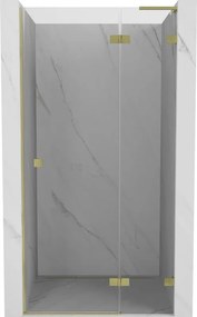 Mexen Lunar L porta doccia a battente destra 80 cm, trasparente, oro spazzolato - 834L-080-000-55-00-P