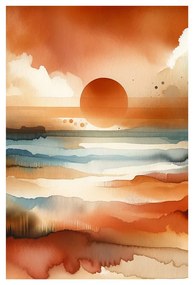 Quadro su tela – Cielo rosso sopra il mare