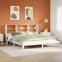 Letto Libreria senza Materasso Bianco 200x200 cm Legno di Pino 3322571