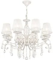 Lampadario Shabby Chic Grace Metallo Bianco 8 Luci Diffusori Bianchi