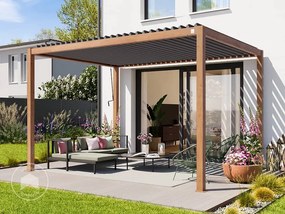 PRIMEYARD Pergola 3x4m, tetto lamellare, look legno - (400109)