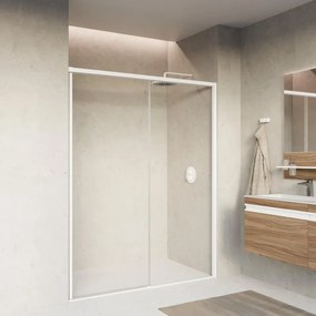 Porta doccia L 157-160 cm x H 200 cm, per nicchia in vetro trasparente SP. 8 mm, profilo bianco