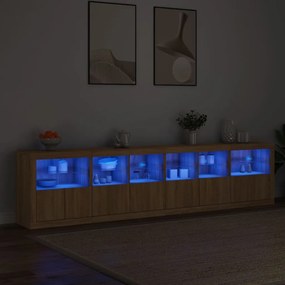 Credenza con luci led rovere sonoma 283x37x67 cm