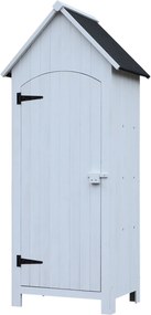 Casetta Porta Attrezzi 77,5x54,2x179,5 cm a 3 Mensole con Tetto Impermeabile in Bitume in Legno Bianco...