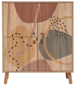 Mobiletto in rovere decorato in colore naturale 95x111 cm Multilux - Kalune Design