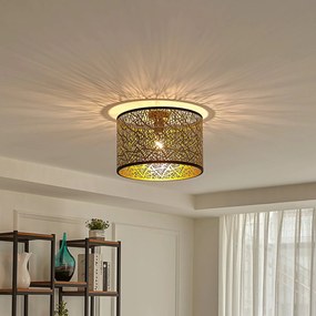 Plafoniera soffitto Yonah Lindby, dimmerabile, Ottone / Oro, Soggiorno / Sala da pranzo, Tessuto / Stoffa / Seta, Campagna / Rustiche, Plafoniera