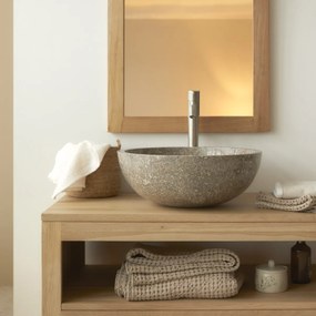 Tikamoon - Lavabo da appoggio in marmo grigio Ibyza Grey