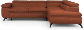 Divano angolare color terracotta (con penisola a destra/a L) con rivestimento in ciniglia Marbeya – Ropez