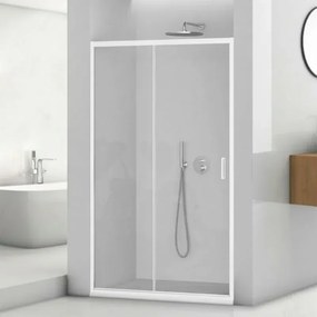 Porta doccia nicchia 120cm in vetro temperato trasparente scorrevole con profilo bianco Tay