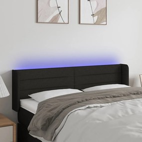 Testiera A Led Nera 147x16x78/88 Cm İn Tessuto /