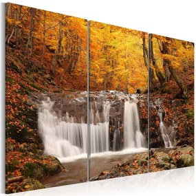 Quadro Cascata tra gli alberi autunnali  Colore Marrone, Dimensioni e Misure 90x60