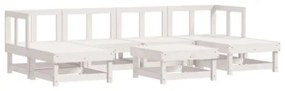 Set Salotto da Giardino 7 pz Bianco in Legno Massello di Pino