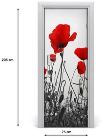 Adesivo per porta Poppies da campo 75x205 cm