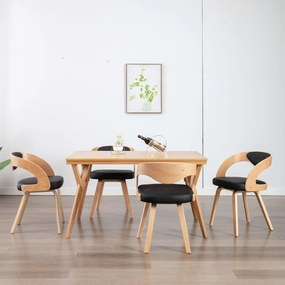 Sedie Da Pranzo 4 Pz Nere İn Legno Piegato E Similpelle /