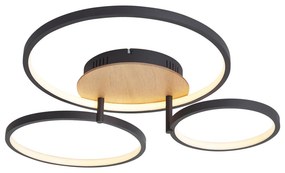 Plafoniera moderna in legno con LED, dimmerabile a 3 fasi, 3 luci - Rondas