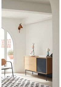 Cassettiera grigio antracite con impiallacciatura in rovere , larghezza 128 cm Yoko - Teulat