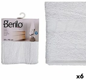 Telo da bagno 50 x 90 cm Bianco (6 Unità)