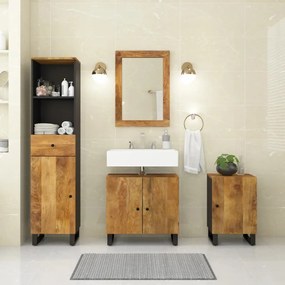 Set mobili da bagno 4 pz in legno massello di mango