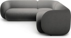 Divano angolare grigio scuro con rivestimento in velluto Kate – Micadoni