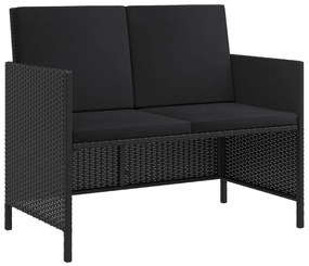 Set da pranzo da giardino 6 pz con cuscini nero in polyrattan