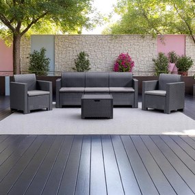 NEBRASKA - salotto da esterno in wicker 3 posti con cuscini