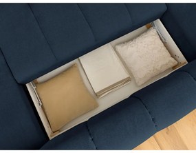 Divano angolare blu scuro allungabile e con contenitore (penisola a sinistra/a U) con rivestimento in ciniglia Fuji – Bobochic Paris