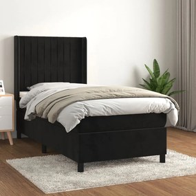Giroletto A Molle Con Materasso Nero 80x200 Cm İn Velluto /