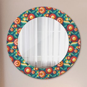 Specchio rotondo stampato Frutta e foglie geometriche fi 50 cm