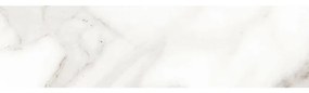 Piastrella battiscopa Calacatta in monocottura smaltata bianco con venature beige e grigie L 60 x H 8 cm lucido