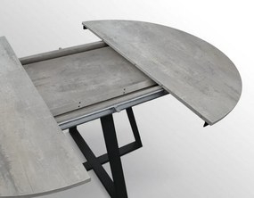 Tavolo rotondo PANTELLERIA in legno effetto grigio cemento con base a X in metallo antracite, allungabile ⌀120 cm &#8211; ⌀170 cm